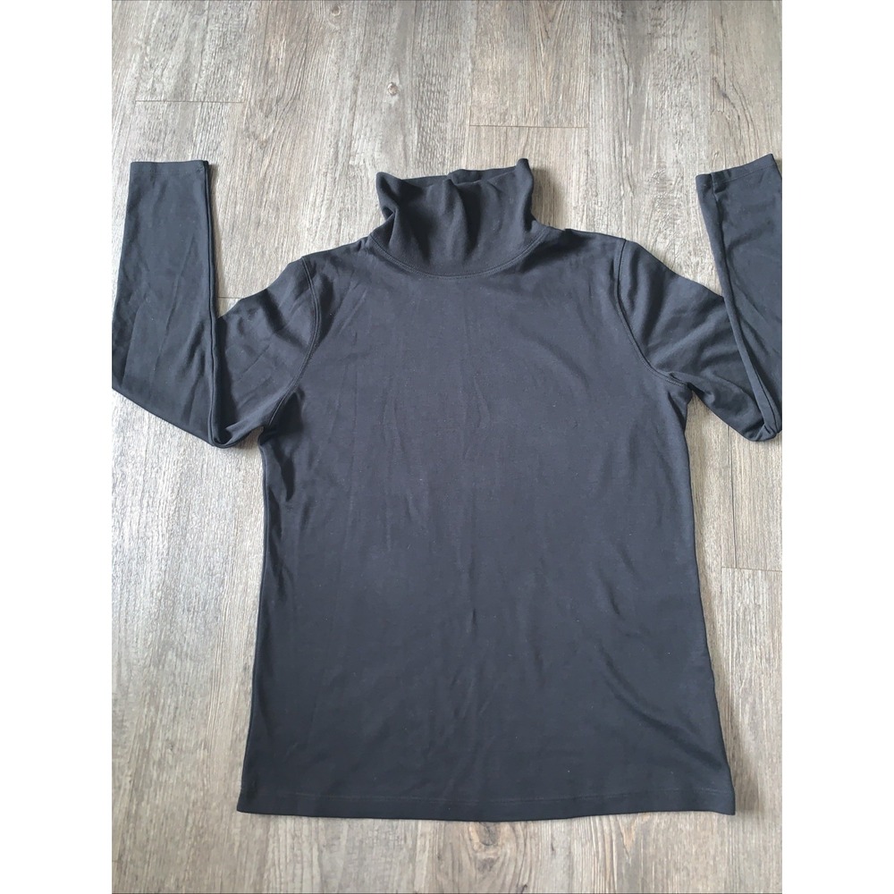 St John’s Bay Black Large Turtleneck Long Sleeve Cotton Top Blouse